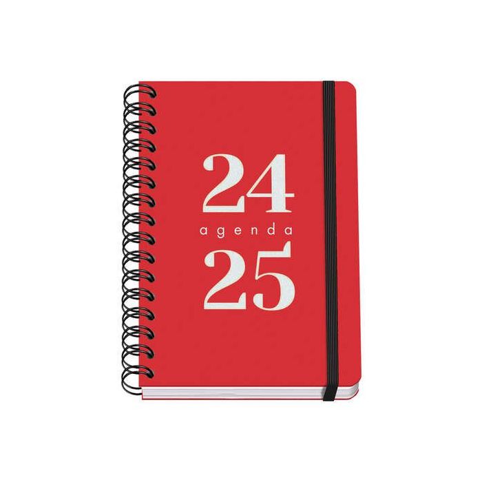 Dohe Grammar Agenda Escolar Espiral A5 - Semana Vista - Papel 80g/m2 - Cubierta de Polipropileno - Cierre de Goma Elastica - Tamaño 15x21cm - Color Rojo