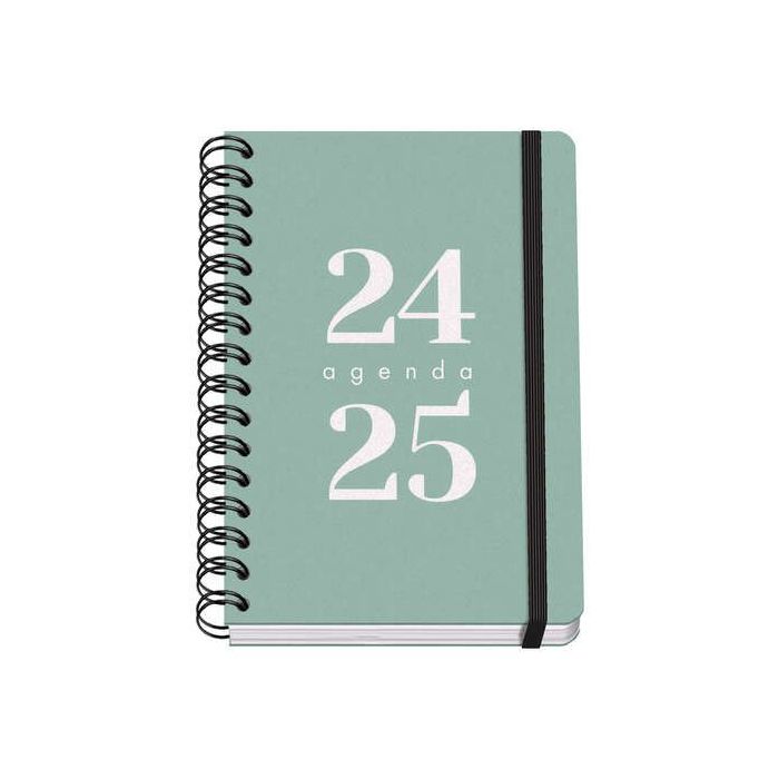 Dohe Grammar Agenda Escolar Espiral A5 - Semana Vista - Papel 80g/m2 - Cubierta de Polipropileno - Cierre de Goma Elastica - Tamaño 15x21cm - Color Verde
