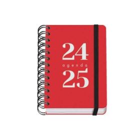 Dohe Grammar Agenda Escolar Espiral A6 - Dia Pagina - Papel 80g/m2 - Cubierta de Polipropileno - Cierre de Goma Elastica - Tamaño 10x15cm - Color Rojo