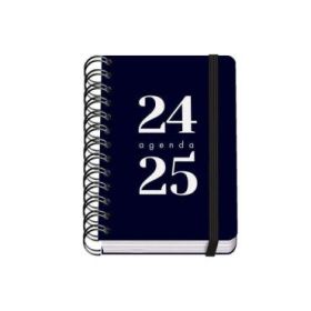 Dohe Grammar Agenda Escolar Espiral A6 - Dia Pagina - Papel 80g/m2 - Cubierta de Polipropileno - Cierre de Goma Elastica - Tamaño 10x15cm - Color Negro