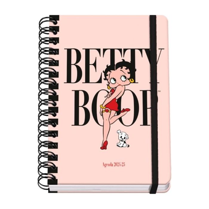 Dohe Betty Boop Agenda Escolar Espiral Wire?o A5 - Semana Vista - Papel 80g/m2 - Cubierta de Carton Plastificado - Cierre con Goma Elastica