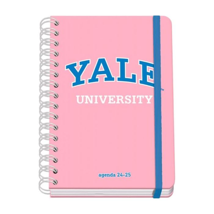 Dohe YALE Pink Lady Agenda Escolar Espiral Wire?o A5 - Semana Vista - Papel 80g/m2 - Cubierta de Carton Plastificado - Cierre con Goma Elastica - Color Rosa