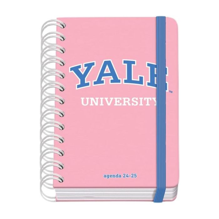 Dohe YALE Pink Lady Agenda Escolar Espiral Wire?o A6 - Dia Pagina - Papel 80g/m2 - Cubierta de Carton Plastificado - Cierre con Goma Elastica - Color Rosa