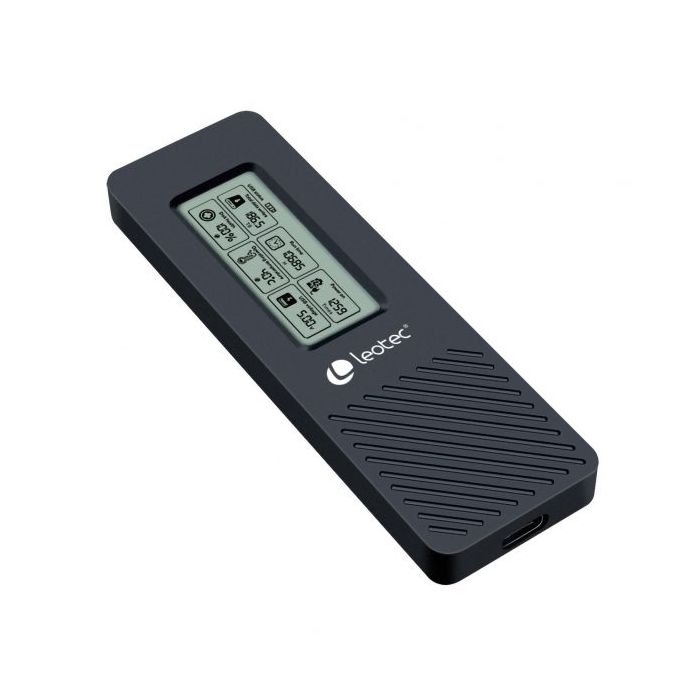 Leotec Caja Externa para Disco SSD M.2 NVMe - USB 3.2 Gen 2 - Panel LCD Type-C - 10Gbps