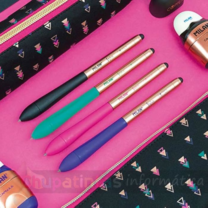 Milan Stylus Copper 24 Bolígrafos Retráctiles - Punta 1mm - Puntero para Pantalla Táctil - Colores Surtidos - Tinta Azul-8