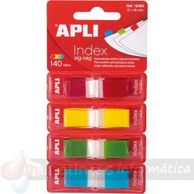 Apli Índices Adhesivos Film Zigzag 45x12mm 4 Dispensadores de 35 Índices de 4 Colores - Zigzag - Multicolor-1
