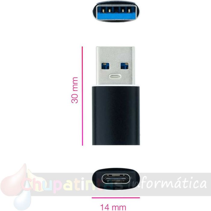 Nanocable Adaptador USB-A 3.1 Macho a USB-C Hembra-2