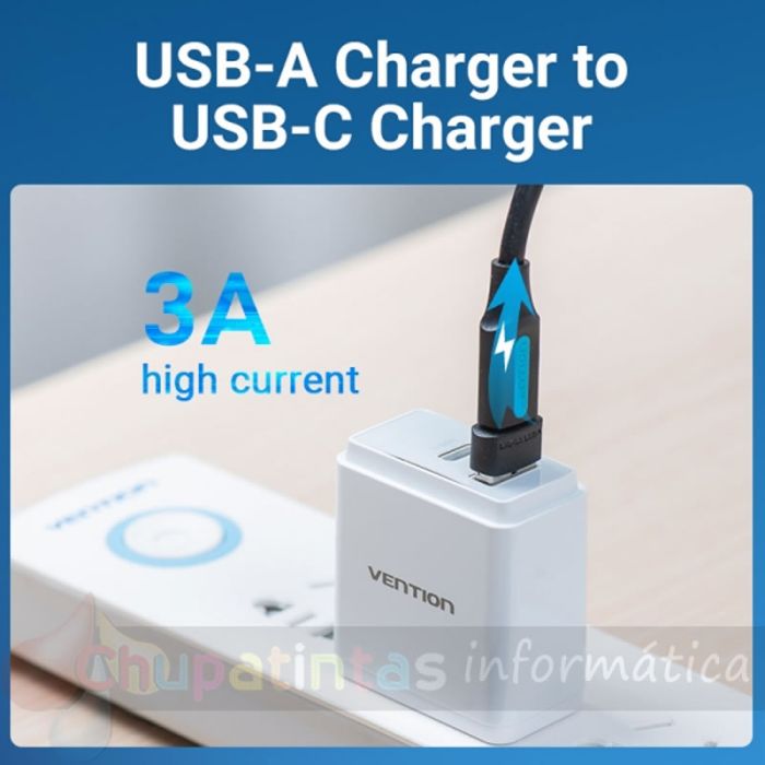 Vention Adaptador USB 2.0 USB-C Macho a USB Hembra - Color Negro-2