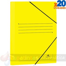 Mariola Carpeta de Cartón Estucado con Solapas Folio 500gr/m2 - Medidas 34x25x1cm - Cierre con Goma Elástica - Color Amarillo