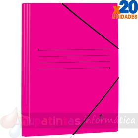 Mariola Carpeta de Cartón Estucado con Solapas Folio 500gr/m2 - Medidas 34x25x1cm - Cierre con Goma Elástica - Color Fucsia
