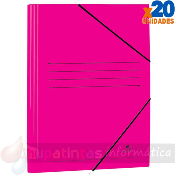 Mariola Carpeta de Cartón Estucado con Solapas Folio 500gr/m2 - Medidas 34x25x1cm - Cierre con Goma Elástica - Color Fucsia