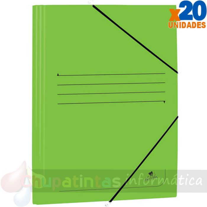 Mariola Carpeta de Cartón Estucado con Solapas Folio 500gr/m2 - Medidas 34x25x1cm - Cierre con Goma Elástica - Color Verde