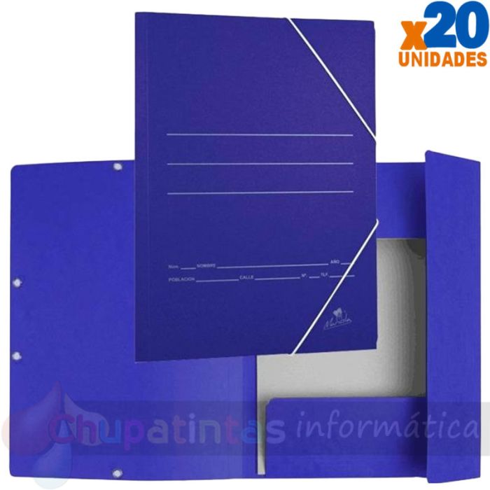 Mariola Carpeta de Cartón con Solapas Folio 500gr/m2 - Medidas 34x25x1cm - Cierre con Goma Elástica - Color Azul Mate-1