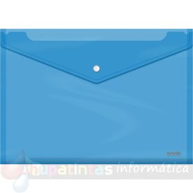 Dohe Sobre con Cierre de Broche - Tamaño Folio Plus Apaisado - Polipropileno Cristal Transparente 150 Micras - Color Azul
