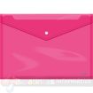 Dohe Sobre con Cierre de Broche - Tamaño Folio Plus Apaisado - Polipropileno Cristal Transparente 150 Micras - Color Rosa