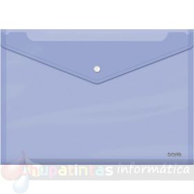 Dohe Sobre con Cierre de Broche - Tamaño Folio Plus Apaisado - Polipropileno Cristal Transparente 150 Micras - Color Morado