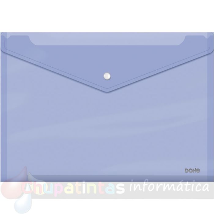 Dohe Sobre con Cierre de Broche - Tamaño Folio Plus Apaisado - Polipropileno Cristal Transparente 150 Micras - Color Morado