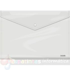 Dohe Sobre con Cierre de Broche - Tamaño Folio Plus Apaisado - Polipropileno Cristal Transparente 150 Micras - Color Transparente