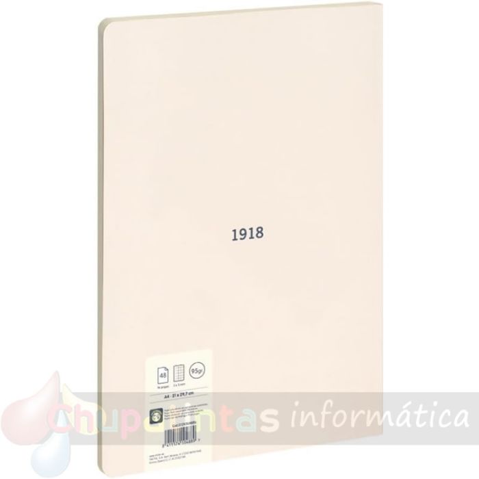 MILAN Serie 1918 Libreta Encolada Formato A4 Cuadricula 5x5mm - 48 Hojas de 95 gr/m2 - Color Beige-2