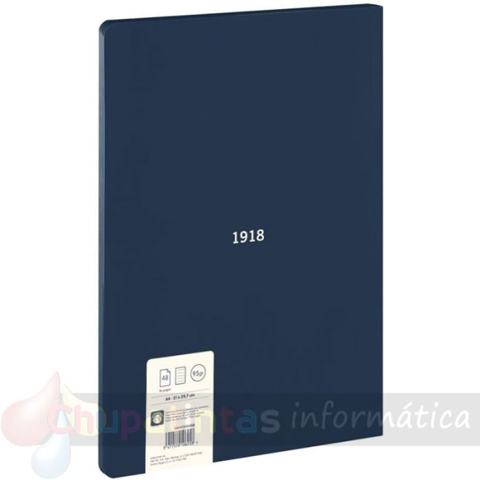 Milan Serie 1918 Libreta Encolada Formato A4 Pautado 7mm - 48 Hojas de 95 gr/m2 - Microperforado - Tapa Blanda - Color Azul Oscuro