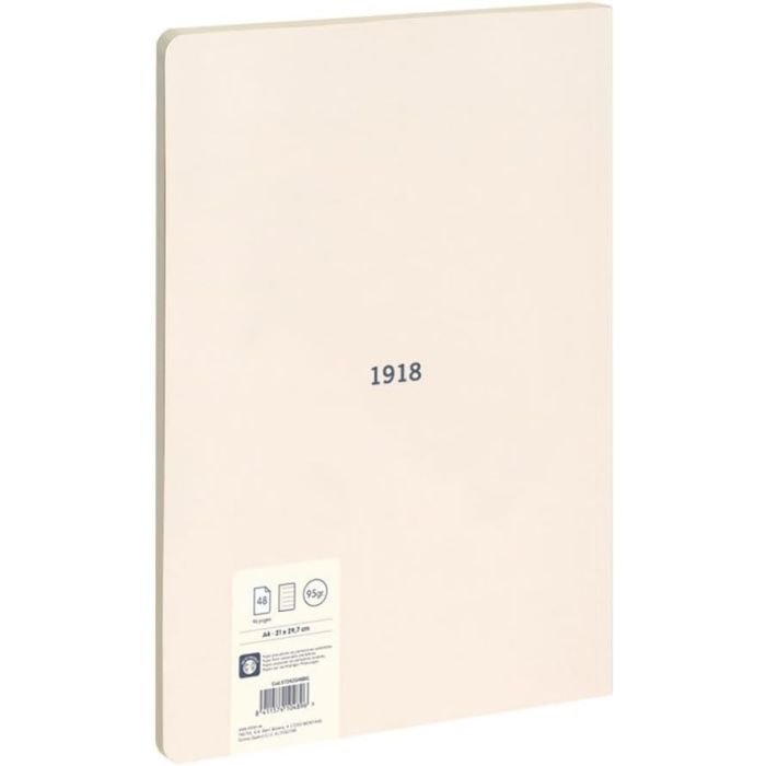 Milan Serie 1918 Libreta Encolada Formato A4 Pautado 7mm - 48 Hojas de 95 gr/m2 - Microperforado - Tapa Blanda - Color Beige