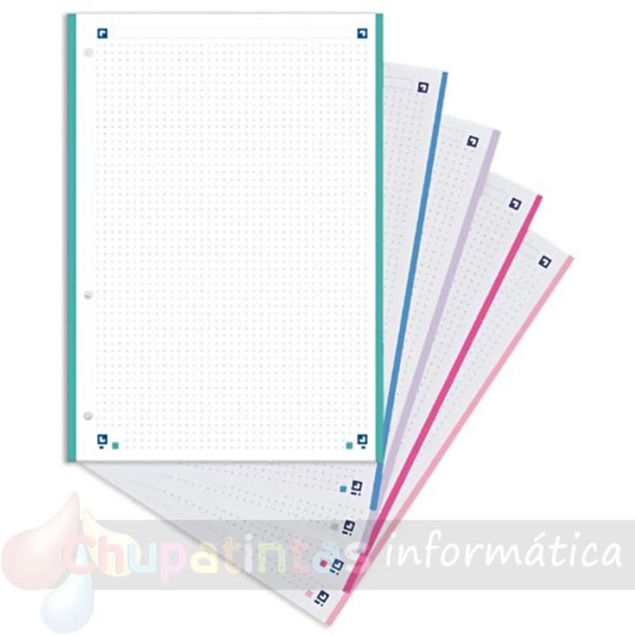 Oxford 5 Dotted Recambio de 100 Hojas Formato A4 Punteadas 4 Taladros - Banda de 5 Colores Pastel-2