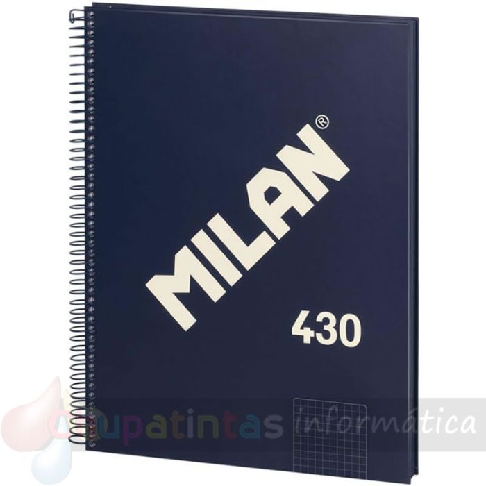 Milan Serie 1918 Cuaderno Espiral Formato A4 Cuadricula 5x5mm - 80 Hojas de 95 gr/m2 - Microperforado, 4 Taladros - Color Azul-1