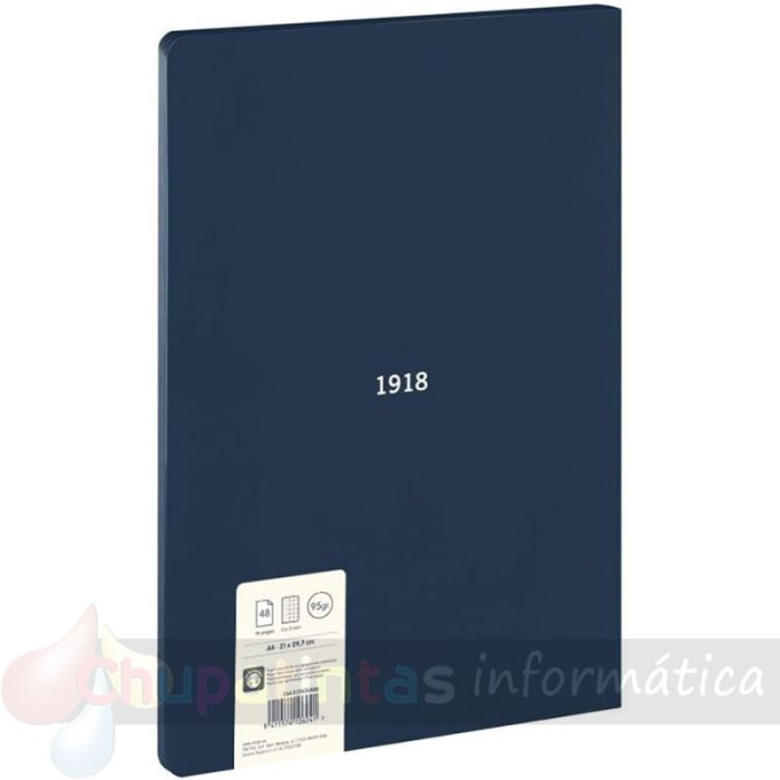 Milan Serie 1918 Cuaderno Espiral Formato A4 Cuadricula 5x5mm - 80 Hojas de 95 gr/m2 - Microperforado, 4 Taladros - Color Azul-2