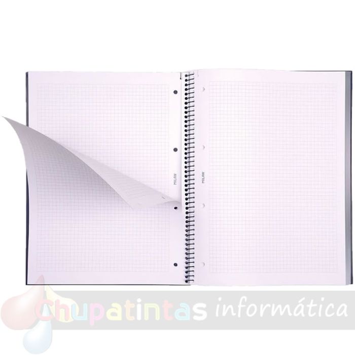 Milan Serie 1918 Cuaderno Espiral Formato A4 Cuadricula 5x5mm - 80 Hojas de 95 gr/m2 - Microperforado, 4 Taladros - Color Azul-3