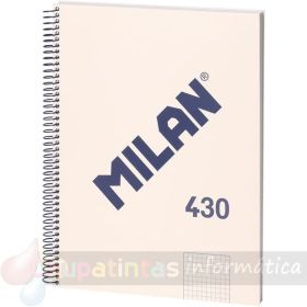 Milan Serie 1918 Cuaderno Espiral Formato A4 Cuadricula 5x5mm - 80 Hojas de 95 gr/m2 - Microperforado, 4 Taladros - Beige-1