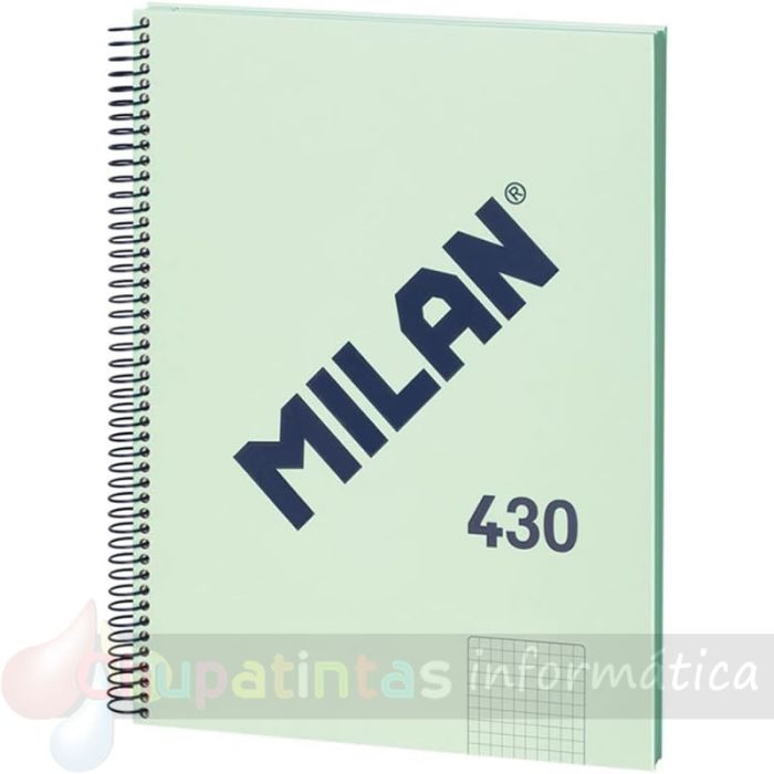 Milan Serie 1918 Cuaderno Espiral Formato A4 Cuadricula 5x5mm - 80 Hojas de 95 gr/m2 - Microperforado, 4 Taladros - Verde-1