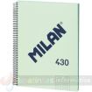 Milan Serie 1918 Cuaderno Espiral Formato A4 Cuadricula 5x5mm - 80 Hojas de 95 gr/m2 - Microperforado, 4 Taladros - Color Verde