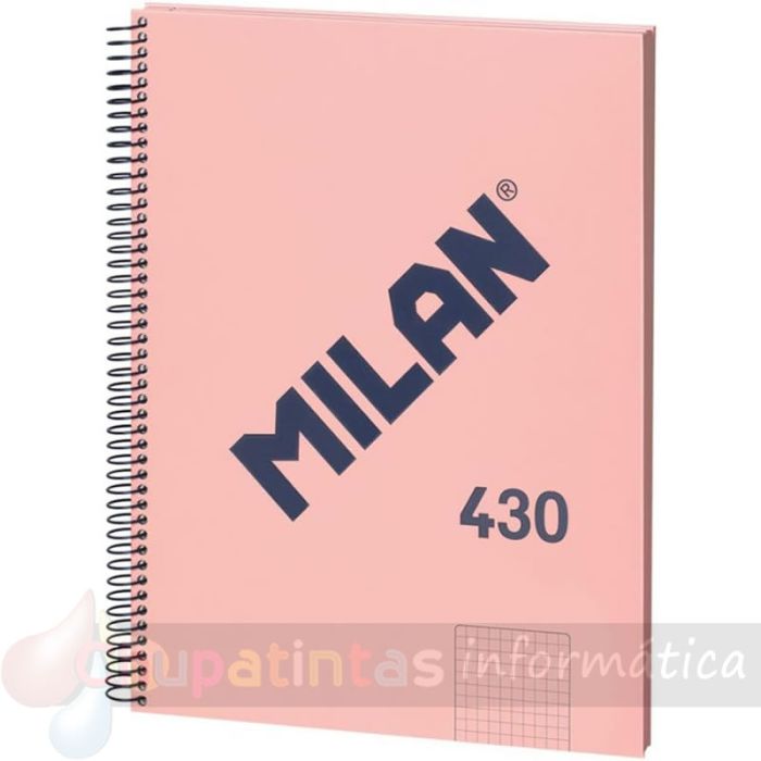 Milan Serie 1918 Cuaderno Espiral Formato A4 Cuadricula 5x5mm - 80 Hojas de 95 gr/m2 - Microperforado, 4 Taladros - Rosa-1