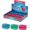Erichkrause Duo - Sacapuntas Doble de Plastico - Contenedor para Virutas - Colores Neon - Diametro de 8mm - Cuchilla de Acero al Carbono - Surtido