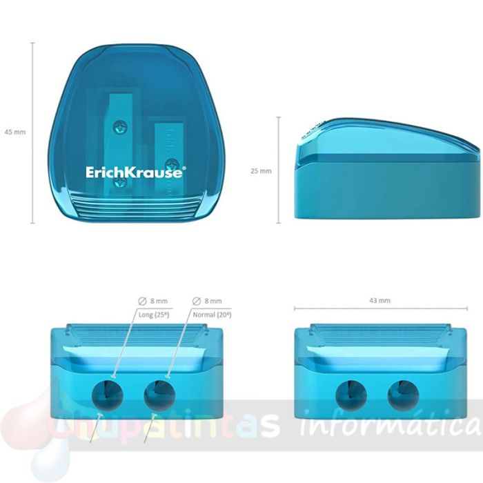Erichkrause Duo - Pack 12 Sacapuntas Doble de Plástico - Contenedor - Cuchilla de Acero al Carbono - Colores Azul Rosa y Verde-6