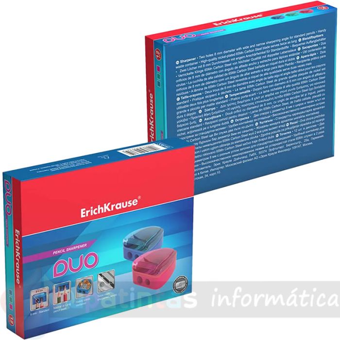 Erichkrause Duo - Pack 12 Sacapuntas Doble de Plástico - Contenedor - Cuchilla de Acero al Carbono - Colores Azul Rosa y Verde-7