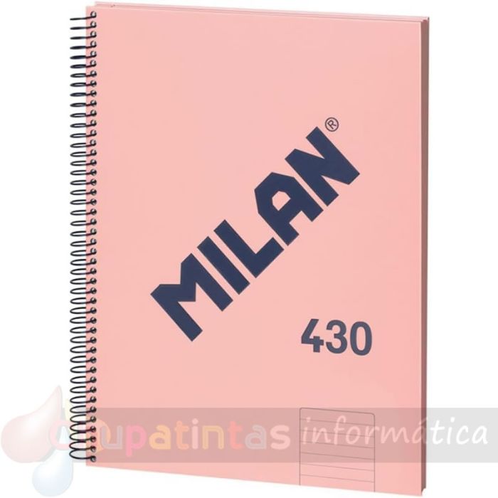 Milan Serie 1918 Cuaderno Espiral Formato A4 Pauta 7mm - 80 Hojas de 95 gr/m2 - Microperforado, 4 Taladros - Color Rosa-1