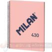 Milan Serie 1918 Cuaderno Espiral Formato A4 Pautado 7mm - 80 Hojas de 95 gr/m2 - Microperforado, 4 Taladros - Color Rosa