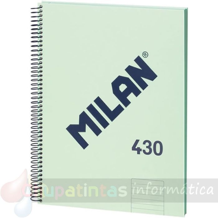 Milan Serie 1918 Cuaderno Espiral Formato A4 Pauta 7mm - 80 Hojas de 95 gr/m2 - Microperforado, 4 Taladros - Color Verde-1