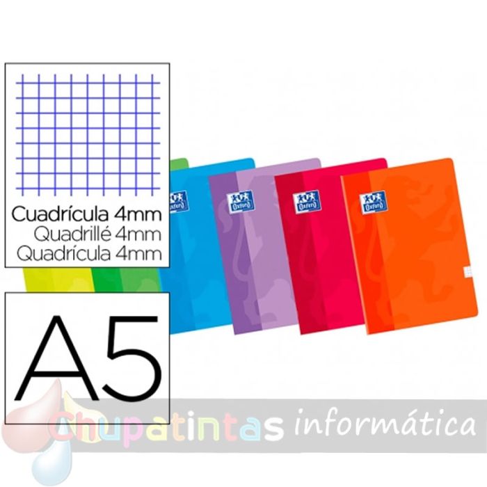 Oxford Classic Pack de 10 Libretas Grapadas Formato A5+ Cuadriculado 4x4mm - Colores Surtidos-2