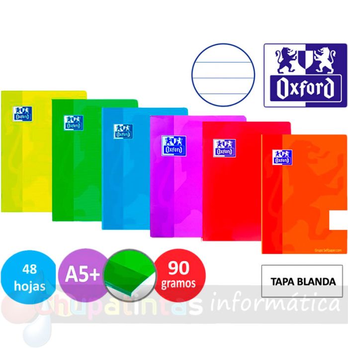 Oxford Classic Pack de 10 Libretas Grapadas Formato A5+ 1 Línea con Margen - Colores Surtidos-3