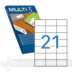 Multi3 Pack de 2.100 Etiquetas Blancas Cantos Rectos Tamaño 70.0X42.4mm con Adhesivo Permanente para Multiples Usos