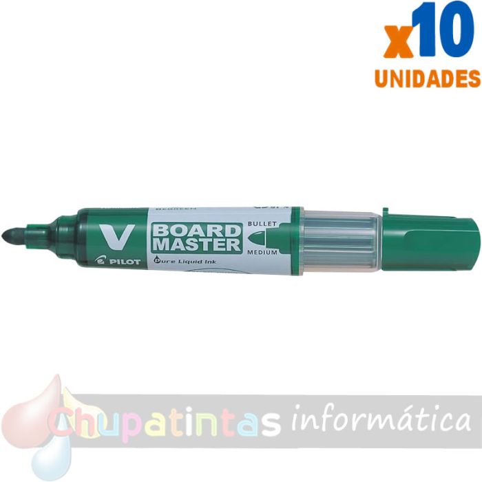 Pilot V-Board Master Begreen Rotulador para Pizarra Blanca - Punta Redonda 6mm - Recargable - Color Verde