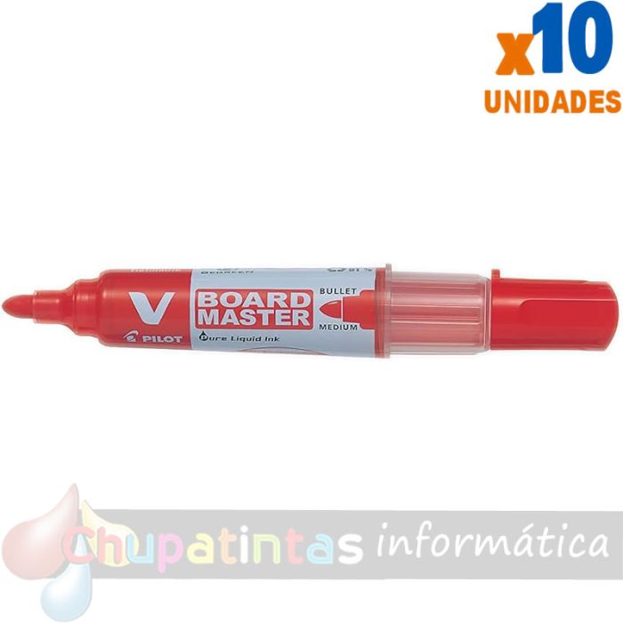 Pilot V-Board Master Begreen Rotulador para Pizarra Blanca - Punta Redonda 6mm - Recargable - Color Rojo