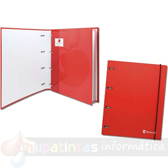 Bismark Carpeta de Cartón con Recambio - Formato A4 - Cuatro Anillas - Recambio a Juego - Color Rojo