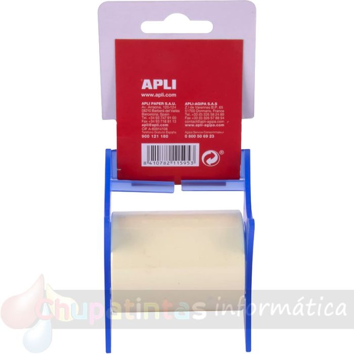 Apli Dispensador Nota Adhesiva Rollo - 60mm x 10m - Fácil de Usar - Adhesivo de Calidad - Amarillo-2