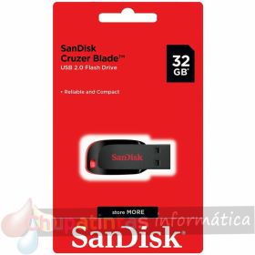 Sandisk Cruzer Blade Memoria USB 2.0 32GB - Ultra Compacta - Color Negro/Rojo (Pendrive)-1