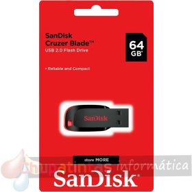 Sandisk Cruzer Blade Memoria USB 2.0 64GB - Ultra Compacta - Color Negro/Rojo (Pendrive)-1