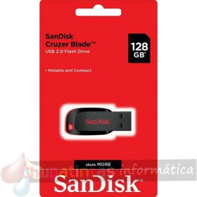 Sandisk Cruzer Blade Memoria USB 2.0 128GB - Ultra Compacta - Color Negro/Rojo (Pendrive)-1