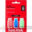 Sandisk Pack de 3 Cruzer Blade Memoria USB 2.0 32GB - Ultra Compacta - Color Azul, Rosa y Verde (Pendrive)